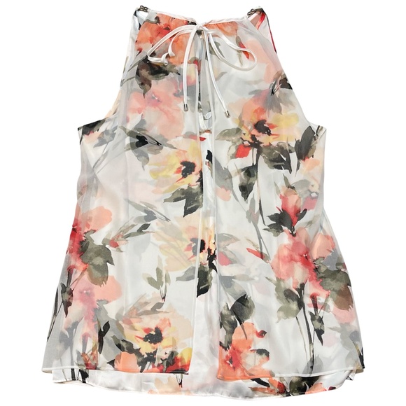 White House Black Market Floral Chiffon Top Size XS - Picture 3 of 6